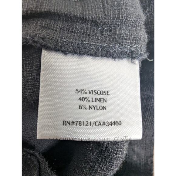 Eileen Fisher Black Linen Blend Crop Wide Leg Pull-On Pant - Picture 6 of 6